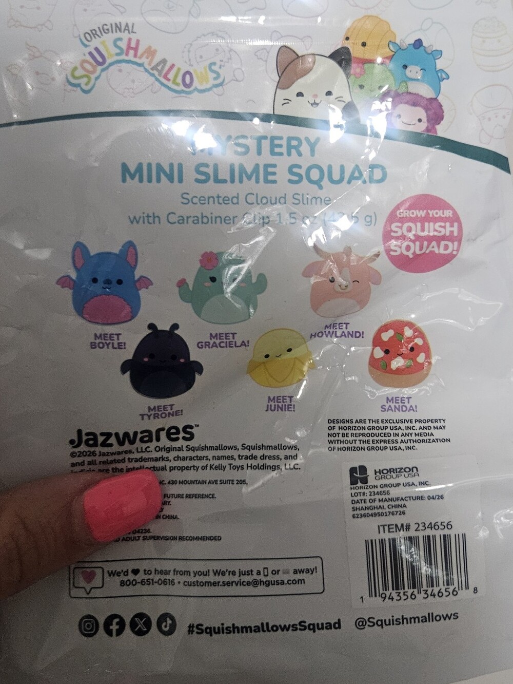Squishmallows Mystery Mini Cloud Slime Squad With Clip - Tyrone Grape Scented - Picture 2 of 9